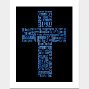 Cross Names of Jesus Blue Posters and Art